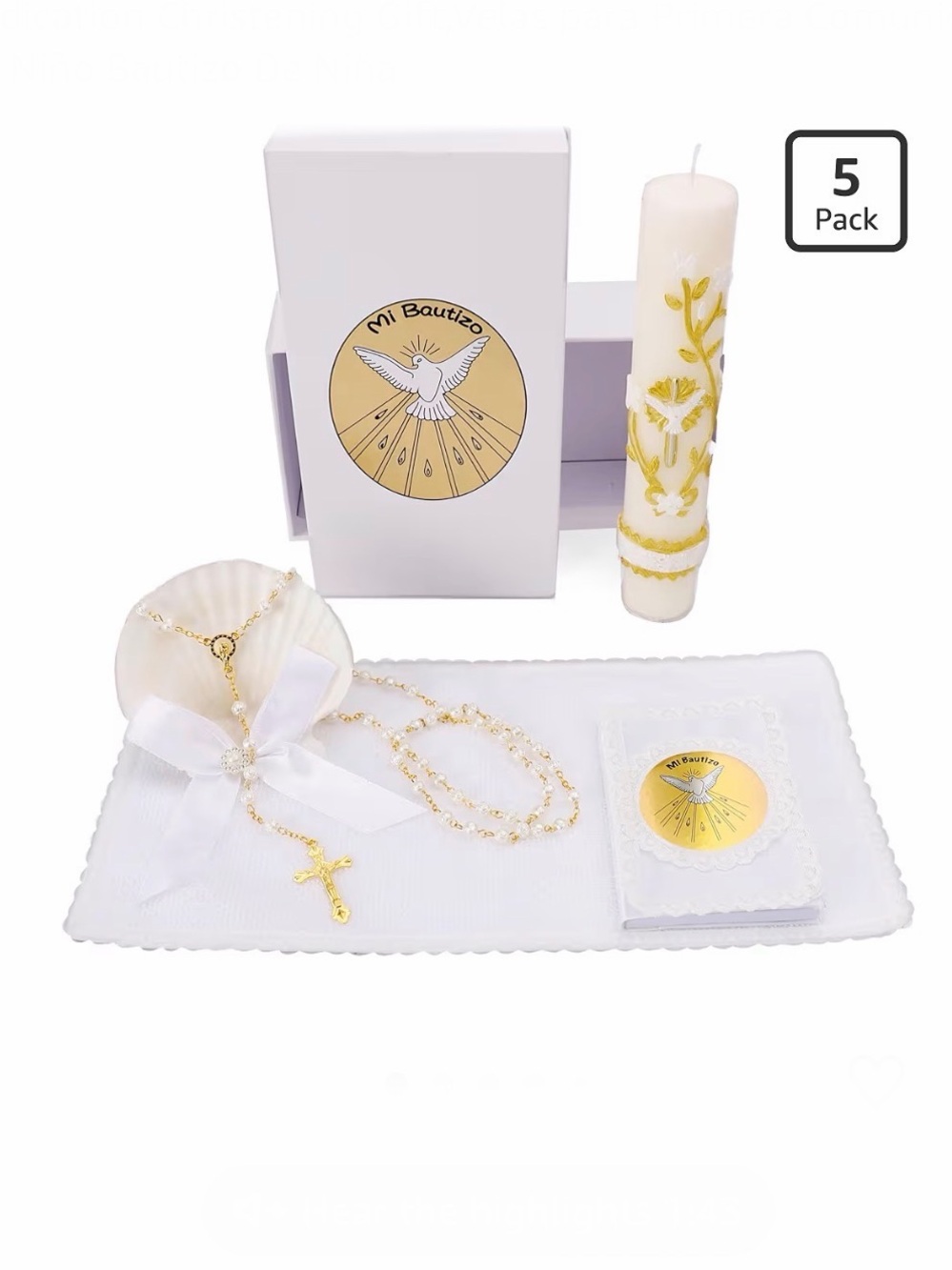 5PCS Baptism Candle🕯️Set for Boys👦🏻/Girls👧🏻Velas para Primera Comunión